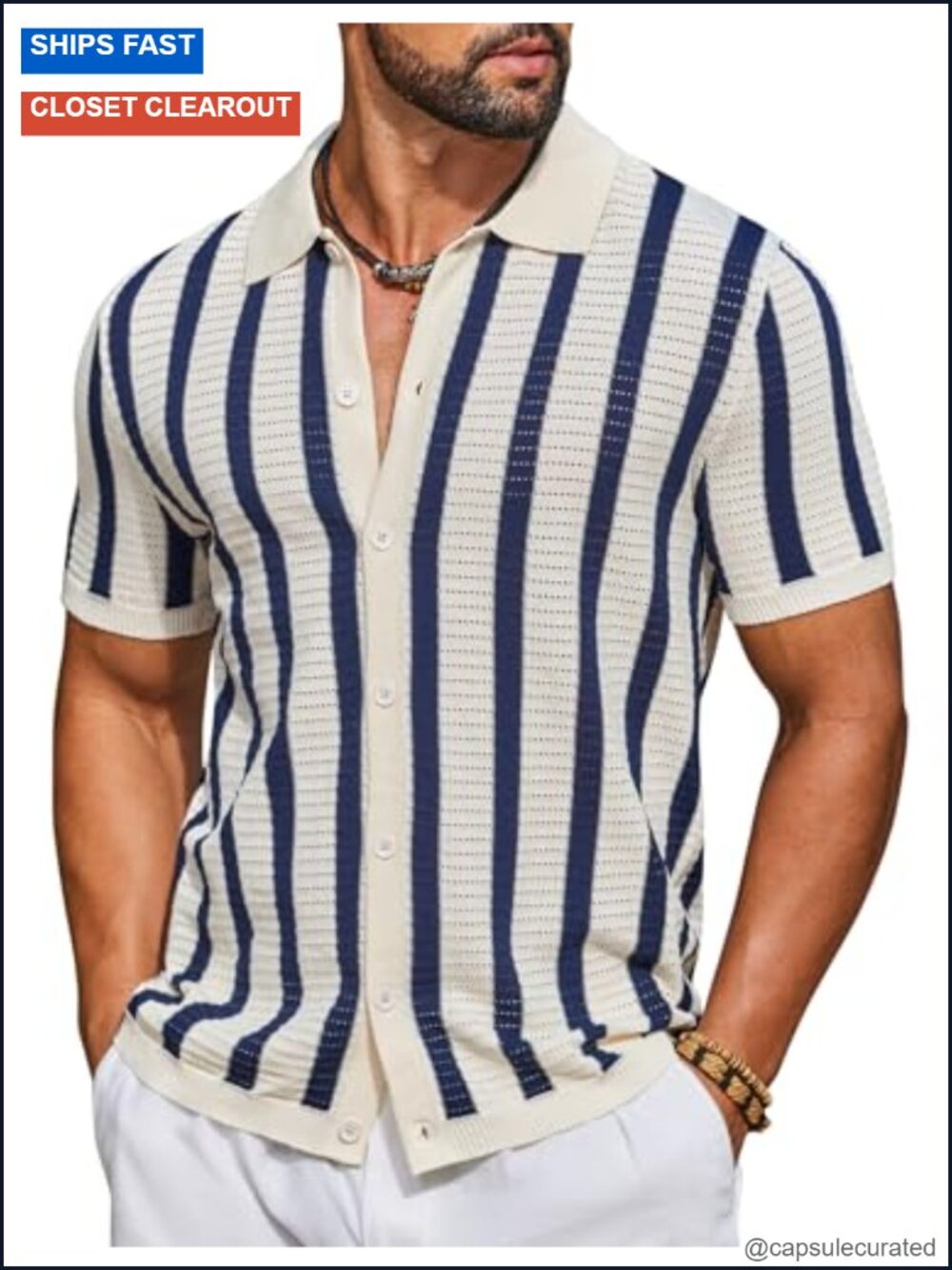 Men's Knit Polo Shirt Short Sleeve Button Down Casual Summer Beach Shirt